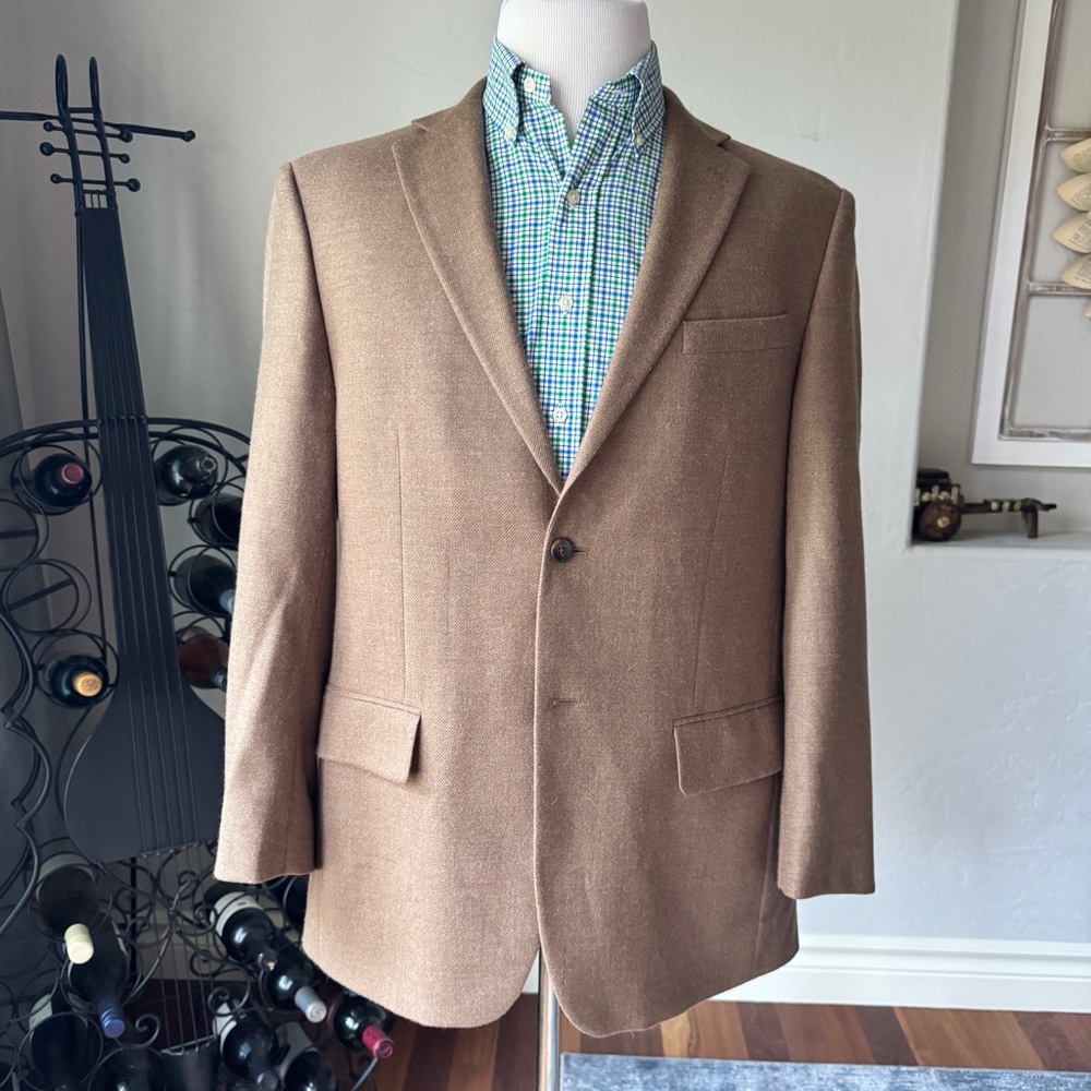 Geoffrey Beene‎ Jacket Men's Tan Wool Two Button Business Blazer Size 42R